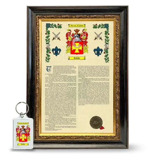 Bodoin Framed Armorial History and Keychain - Heirloom