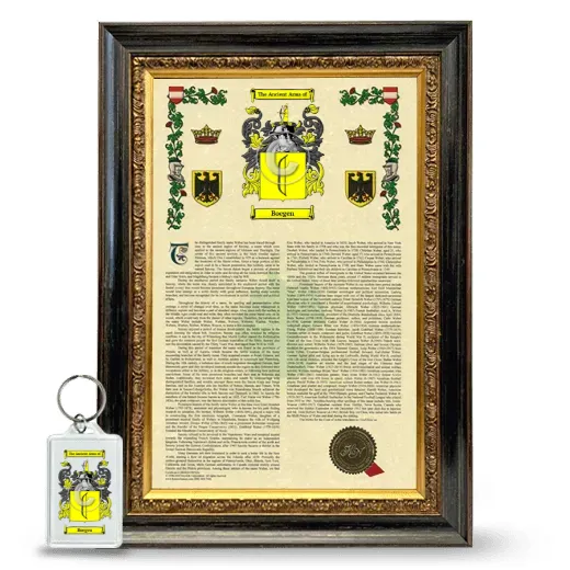Boegen Framed Armorial History and Keychain - Heirloom