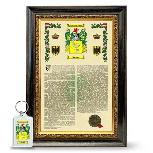 Boehme Framed Armorial History and Keychain - Heirloom