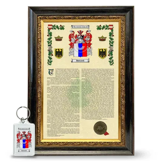 Boesseck Framed Armorial History and Keychain - Heirloom