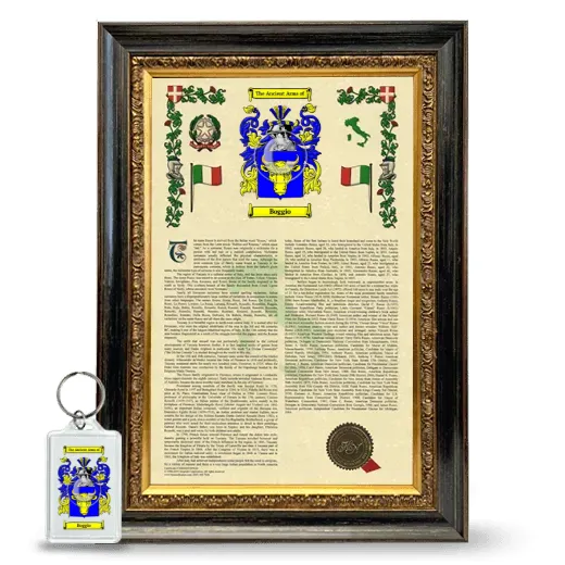 Boggio Framed Armorial History and Keychain - Heirloom