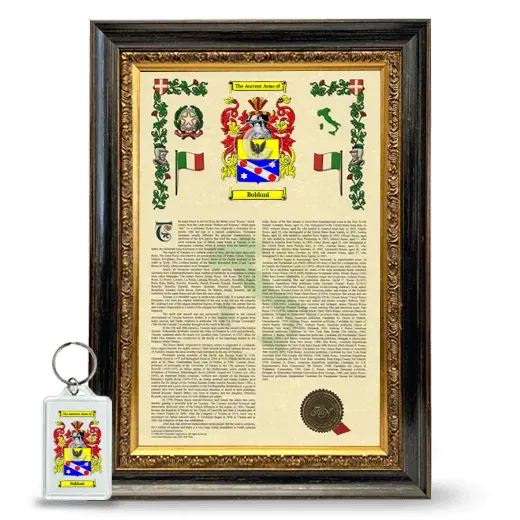 Boldoni Framed Armorial History and Keychain - Heirloom