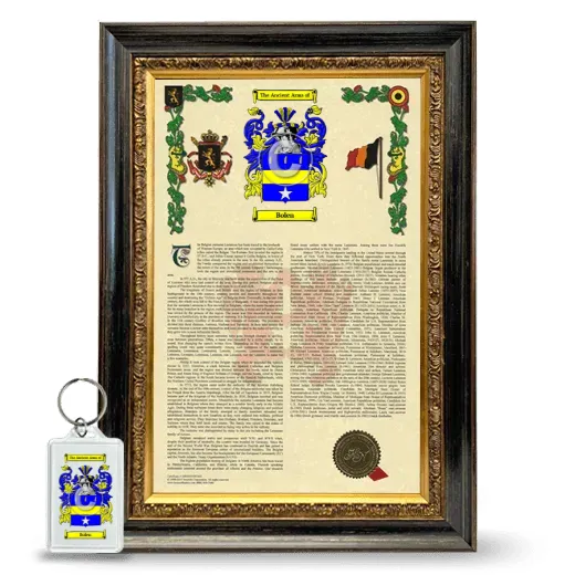 Bolen Framed Armorial History and Keychain - Heirloom