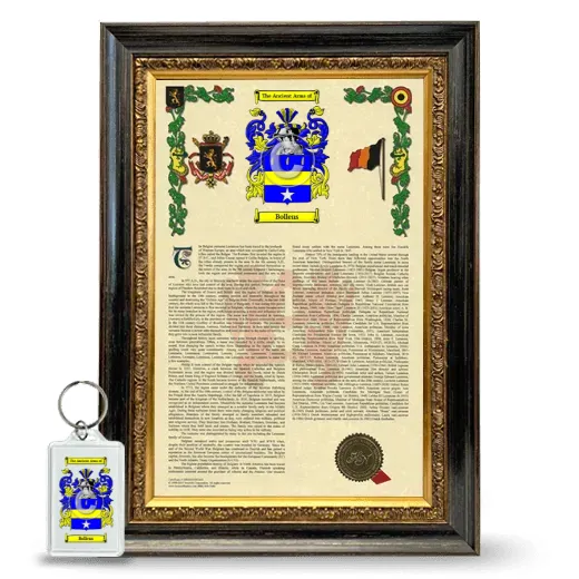 Bollens Framed Armorial History and Keychain - Heirloom