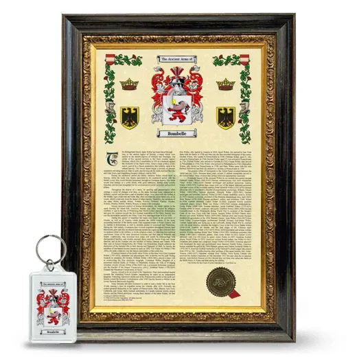 Bombelle Framed Armorial History and Keychain - Heirloom