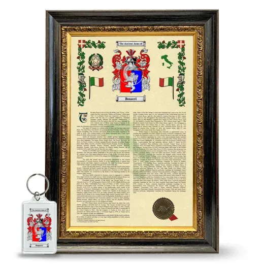 Bonacci Framed Armorial History and Keychain - Heirloom
