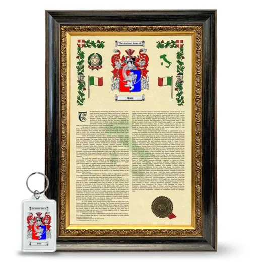 Boni Framed Armorial History and Keychain - Heirloom