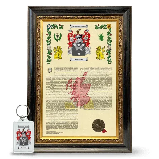 Bonnvile Framed Armorial History and Keychain - Heirloom