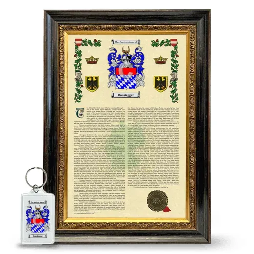 Bonsingger Framed Armorial History and Keychain - Heirloom