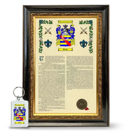 Bordes Framed Armorial History and Keychain - Heirloom