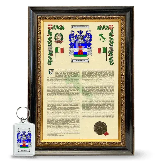 Bortoluzzi Framed Armorial History and Keychain - Heirloom