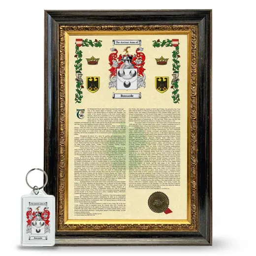 Bossarde Framed Armorial History and Keychain - Heirloom
