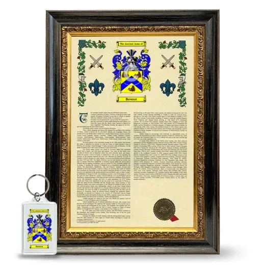 Boverot Framed Armorial History and Keychain - Heirloom