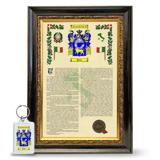 Bovet Framed Armorial History and Keychain - Heirloom