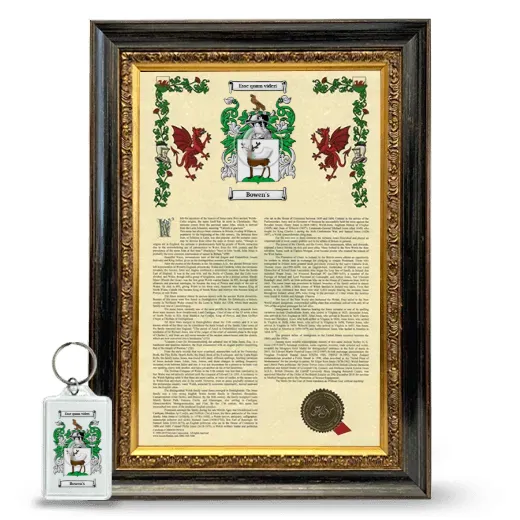 Bowen's Framed Armorial History and Keychain - Heirloom