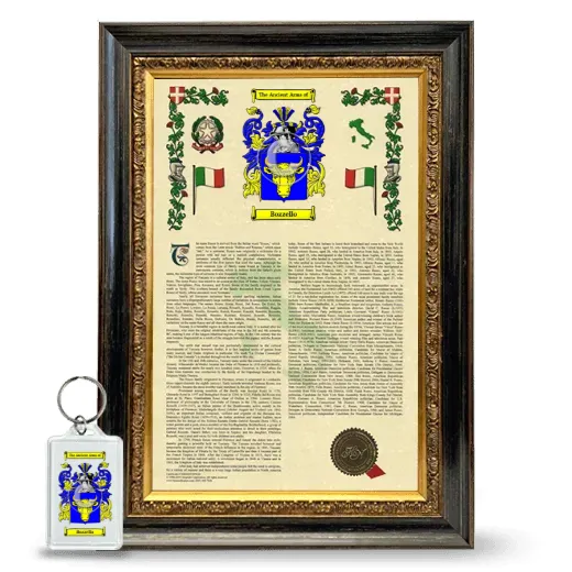 Bozzello Framed Armorial History and Keychain - Heirloom