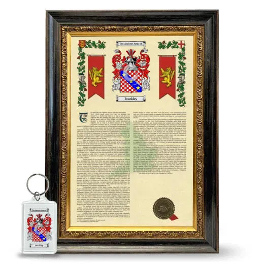 Brackley Framed Armorial History and Keychain - Heirloom