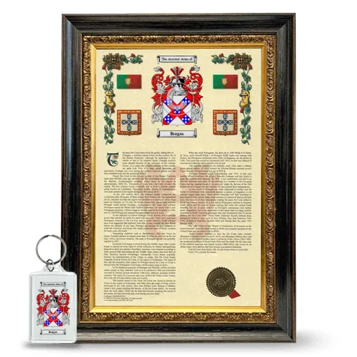 Bragas Framed Armorial History and Keychain - Heirloom