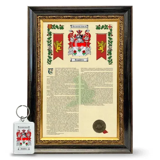 Bramlette Framed Armorial History and Keychain - Heirloom
