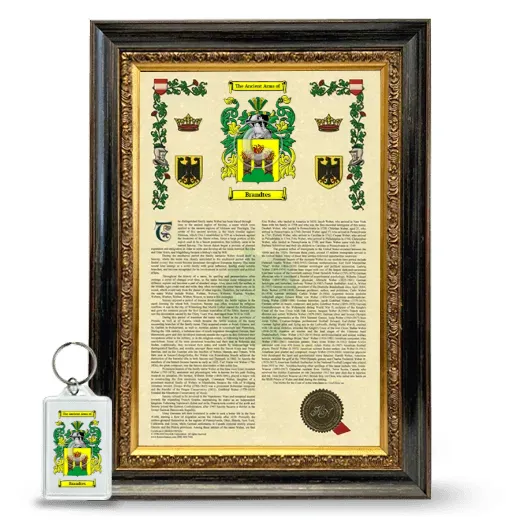 Brandtes Framed Armorial History and Keychain - Heirloom