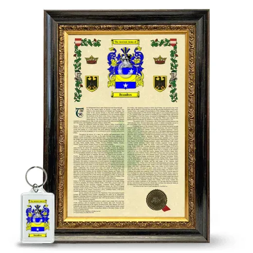 Brandtes Framed Armorial History and Keychain - Heirloom