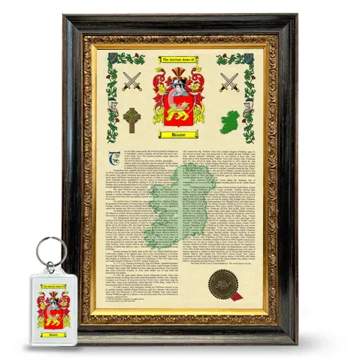 Brazee Framed Armorial History and Keychain - Heirloom