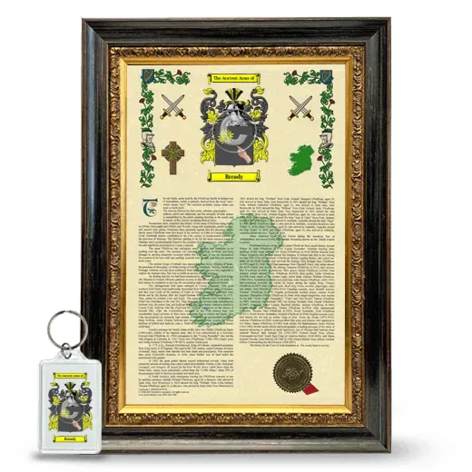 Bready Framed Armorial History and Keychain - Heirloom