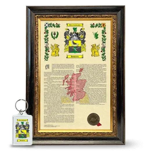 Brearerty Framed Armorial History and Keychain - Heirloom