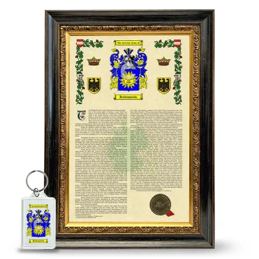 Breitenstein Framed Armorial History and Keychain - Heirloom