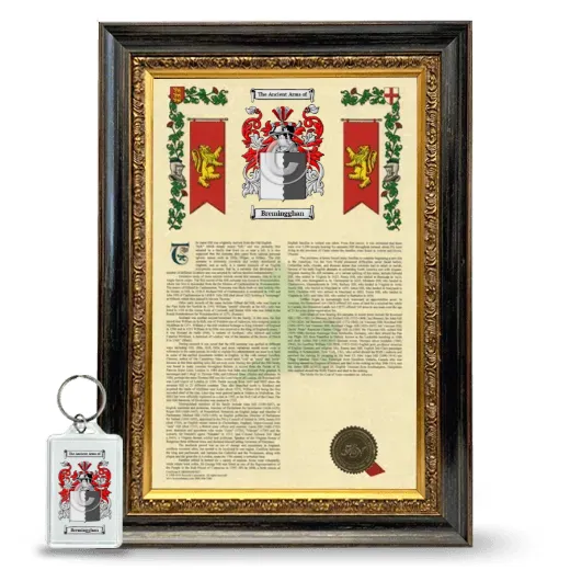 Bremingghan Framed Armorial History and Keychain - Heirloom