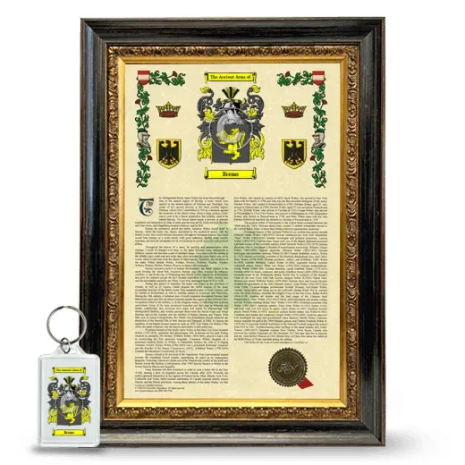 Brems Framed Armorial History and Keychain - Heirloom