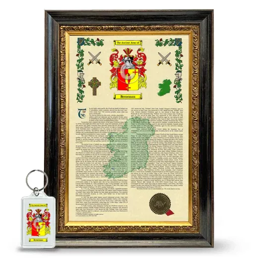 Breneman Framed Armorial History and Keychain - Heirloom