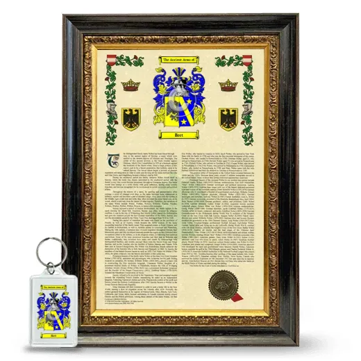 Bret Framed Armorial History and Keychain - Heirloom