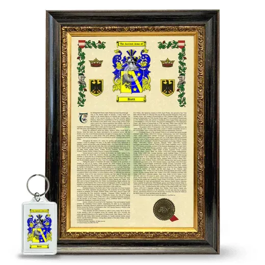 Brett Framed Armorial History and Keychain - Heirloom