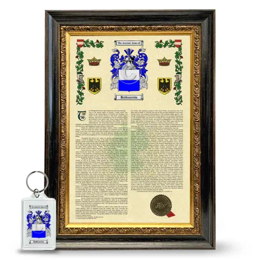 Bridenstein Framed Armorial History and Keychain - Heirloom