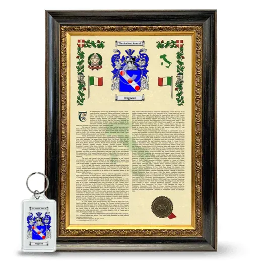Brignoni Framed Armorial History and Keychain - Heirloom