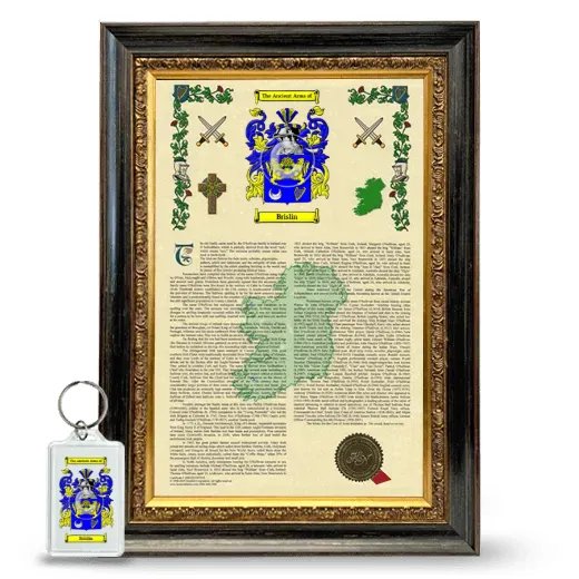Brislin Framed Armorial History and Keychain - Heirloom