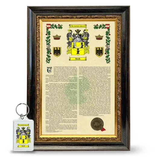 Brock Framed Armorial History and Keychain - Heirloom