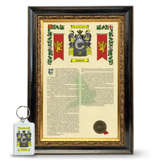Brockwell Framed Armorial History and Keychain - Heirloom