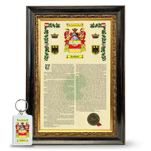Brodtbeck Framed Armorial History and Keychain - Heirloom