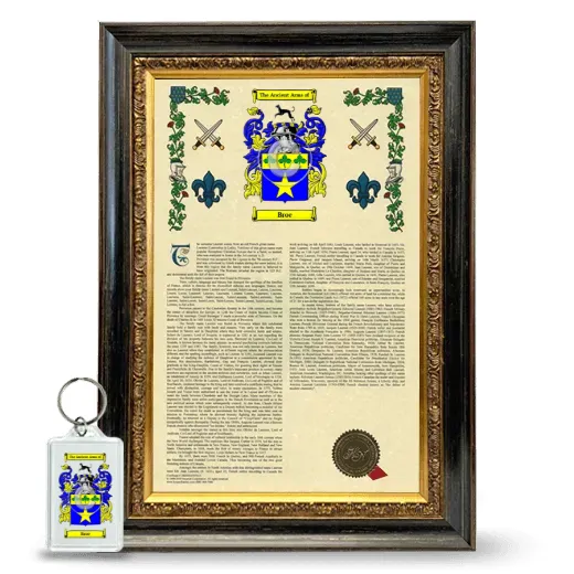 Broe Framed Armorial History and Keychain - Heirloom