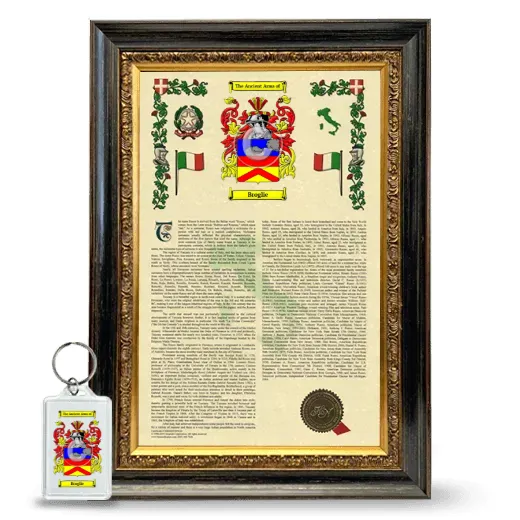 Broglie Framed Armorial History and Keychain - Heirloom