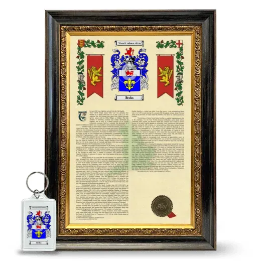 Broks Framed Armorial History and Keychain - Heirloom
