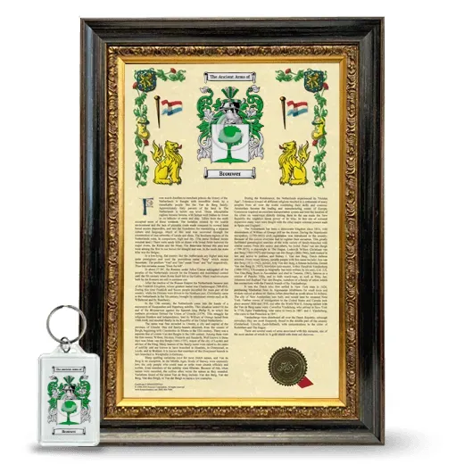 Brouwer Framed Armorial History and Keychain - Heirloom