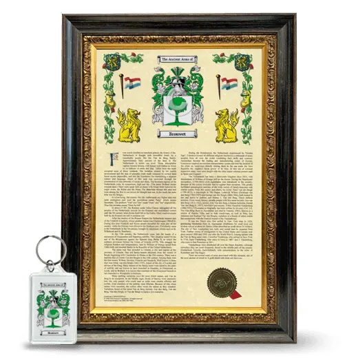 Brouwet Framed Armorial History and Keychain - Heirloom