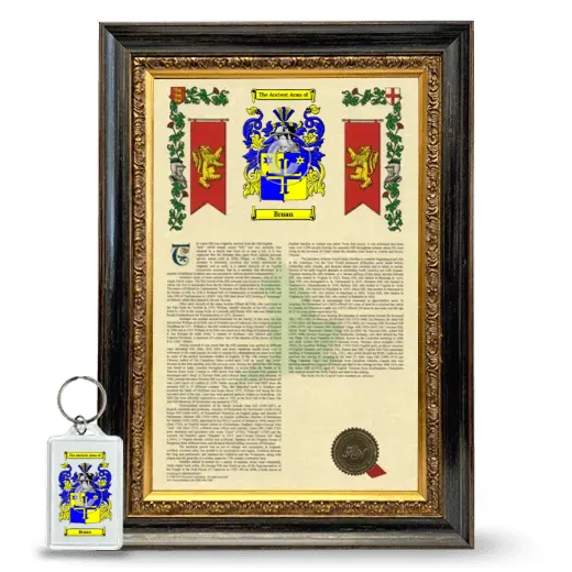 Bruan Framed Armorial History and Keychain - Heirloom