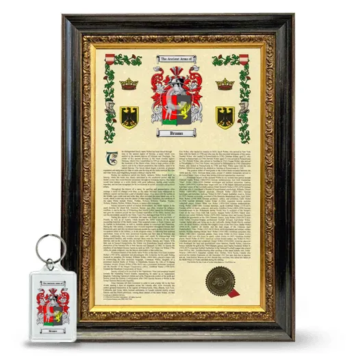 Brums Framed Armorial History and Keychain - Heirloom