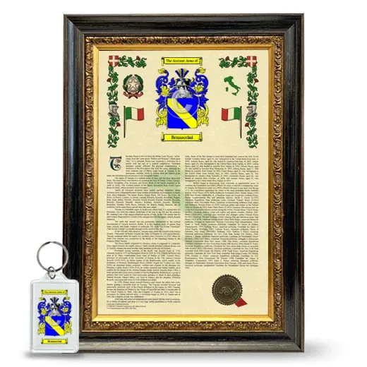 Brunaccini Framed Armorial History and Keychain - Heirloom
