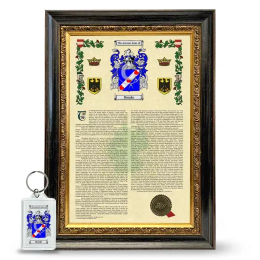 Brunke Framed Armorial History and Keychain - Heirloom