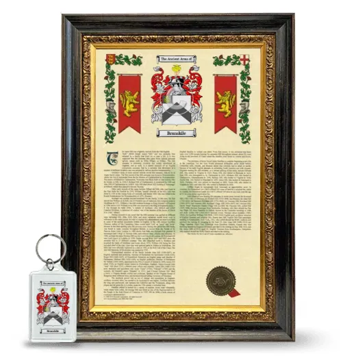 Brunskile Framed Armorial History and Keychain - Heirloom